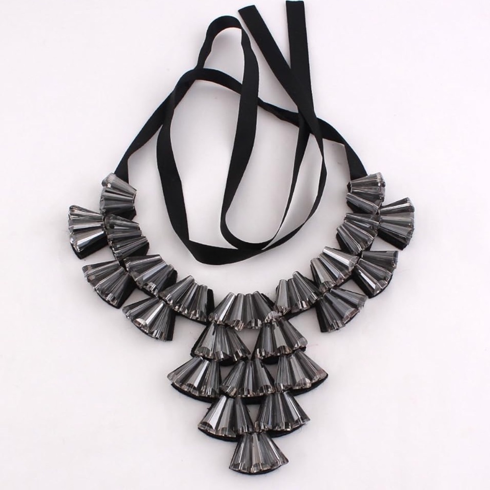 Glass Bead Chocker Statement Necklace